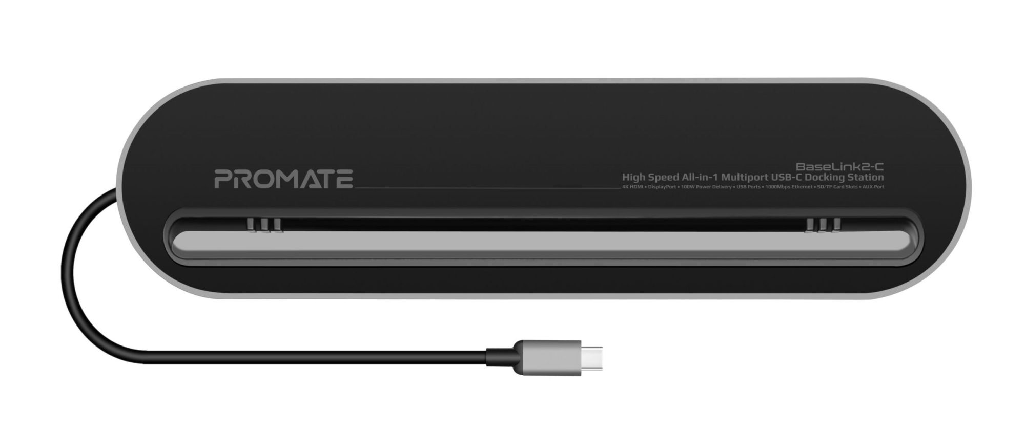 Promate USB-C Hub, 12-In-1 Type-C Adapter with 100W USB-C Power Delivery, 4K HDMI, Ethernet Port, TF/SD Card Slot, Type-C Data Port, 4 USB Port, Display Port, AUX and Built-In Tablet Stand, BaseLink2-C