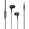 Promate In-Ear Headphones, Premium 3.5mm Stereo Wired Earphones with Built-In Microphones, Tangle Free Cord and Noise-Isolating Headset Control for iPhone X, Samsung Note 9, S9+, iPad, Bent Black