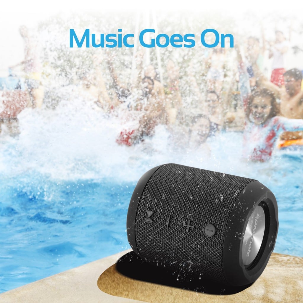 Promate Bluetooth Speaker, Portable True Wireless Stereo Speaker with 7W HD Sound, Built-In Mic, Micro SD Card Slot, In-Line AUX and IPX6 Water Resistant for Indoor, Outdoor, Smartphones, iPod, Bomba Black