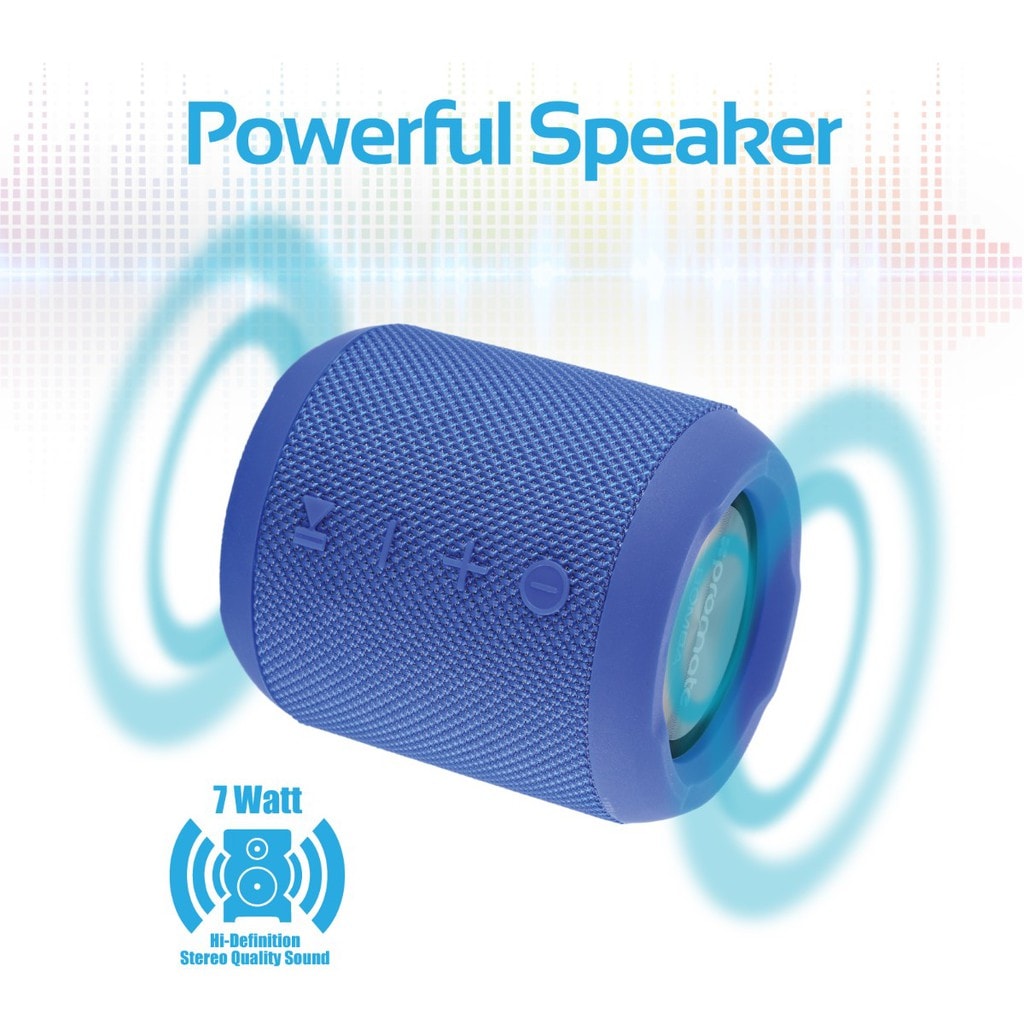 Promate Bluetooth Speaker, Portable True Wireless Stereo Speaker with 7W HD Sound, Built-In Mic, Micro SD Card Slot, In-Line AUX and IPX6 Water Resistant for Indoor, Outdoor, Smartphones, iPod, Bomba Blue