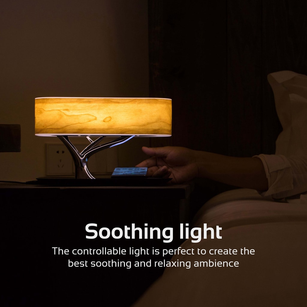 Promate LED Night Lamp, Unique Tree Designed Bluetooth Wireless Speaker with Qi Wireless Charging, Storage Tray and Touch Sensor Soothing LED Light for Home, Office, Bluetooth Enabled Devices, Bonsai-Qi.UK