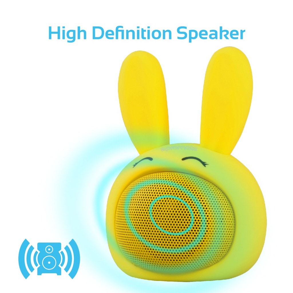 Promate Kids Bluetooth Speaker, Portable Wireless Bluetooth V4.1 Speaker with HD Sound Quality, Hands-free call function and Cute Bunny Design for Bluetooth Enabled Devices, Bunny Yellow