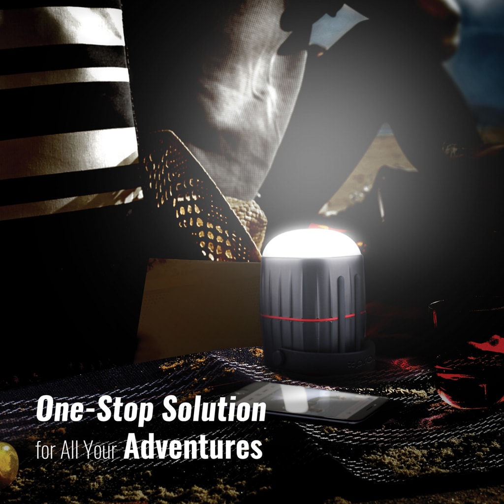 Promate LED Camping Lantern, 3-In-1 Portable Hanging Camping Kit with 3 Modes Bright LED Light, Powerful Bluetooth 3W Speaker, USB Port and High Capacity 8800mAh Power Bank for Hiking, Fishing, Outdoor, Emergency, CampMate-1.Black
