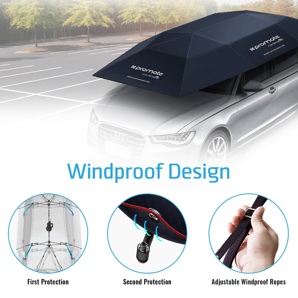 Promate Car Cover, Automatic Folded Umbrella Shelter 4 x 2.1 Meters with Remote Control, Portable Auto Protection Car Hood, CarShade