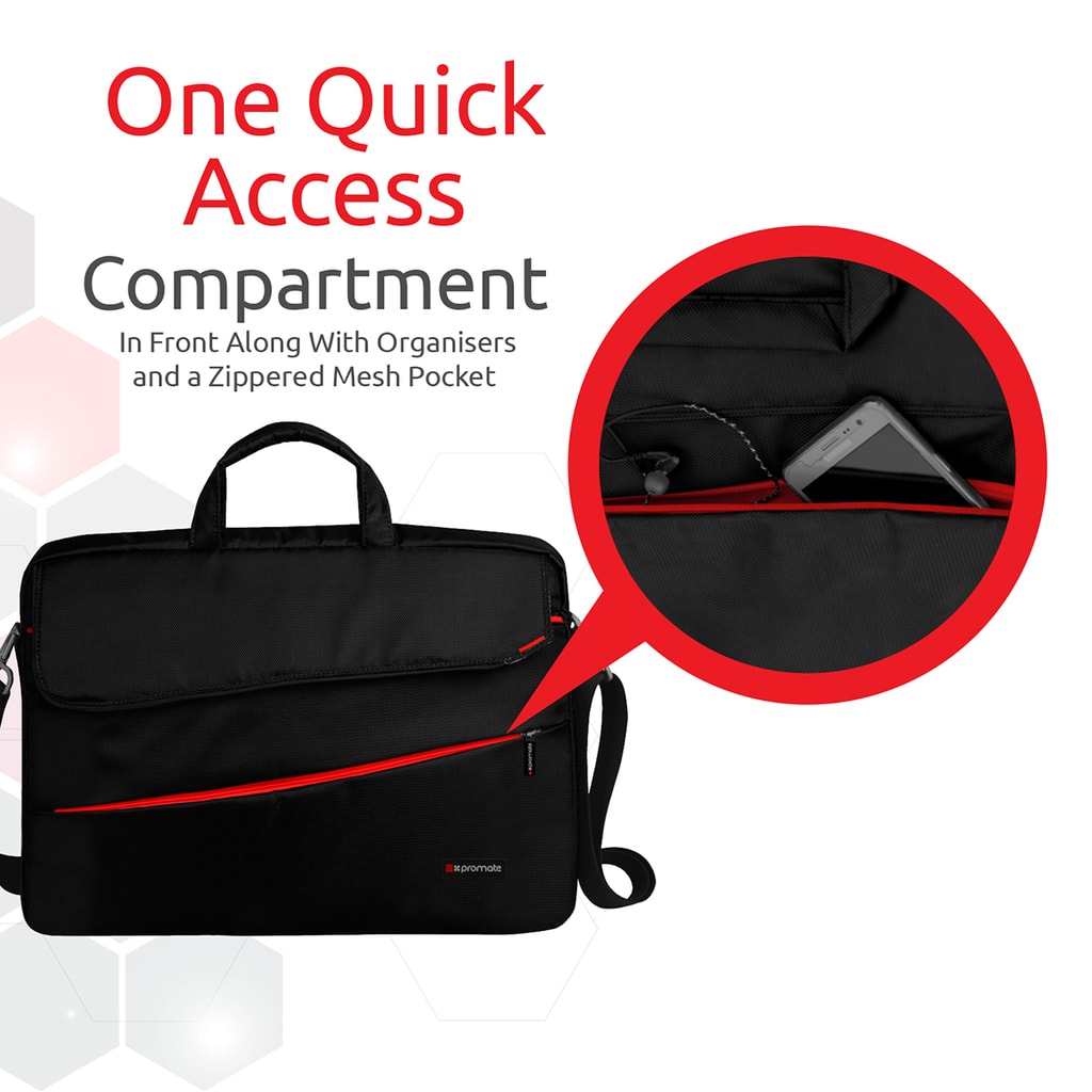 Promate Modern Styled Messenger bag for Laptops Upto 15.6" for Macbook Pro, Dell, HP. Asus, Charlette-Black