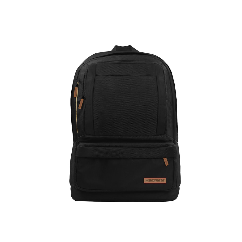 Promate Premium 15.6 inch Laptop Backpack Bag With Multiple Pocket Options, Drake - Black
