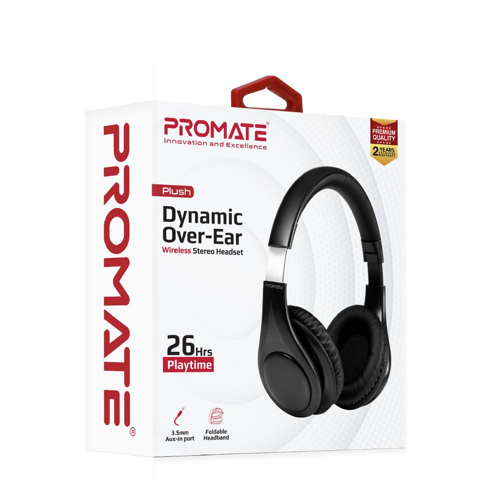 Promate Foldable Wireless Headphones, OverEar SweatProof Bluetooth 5.