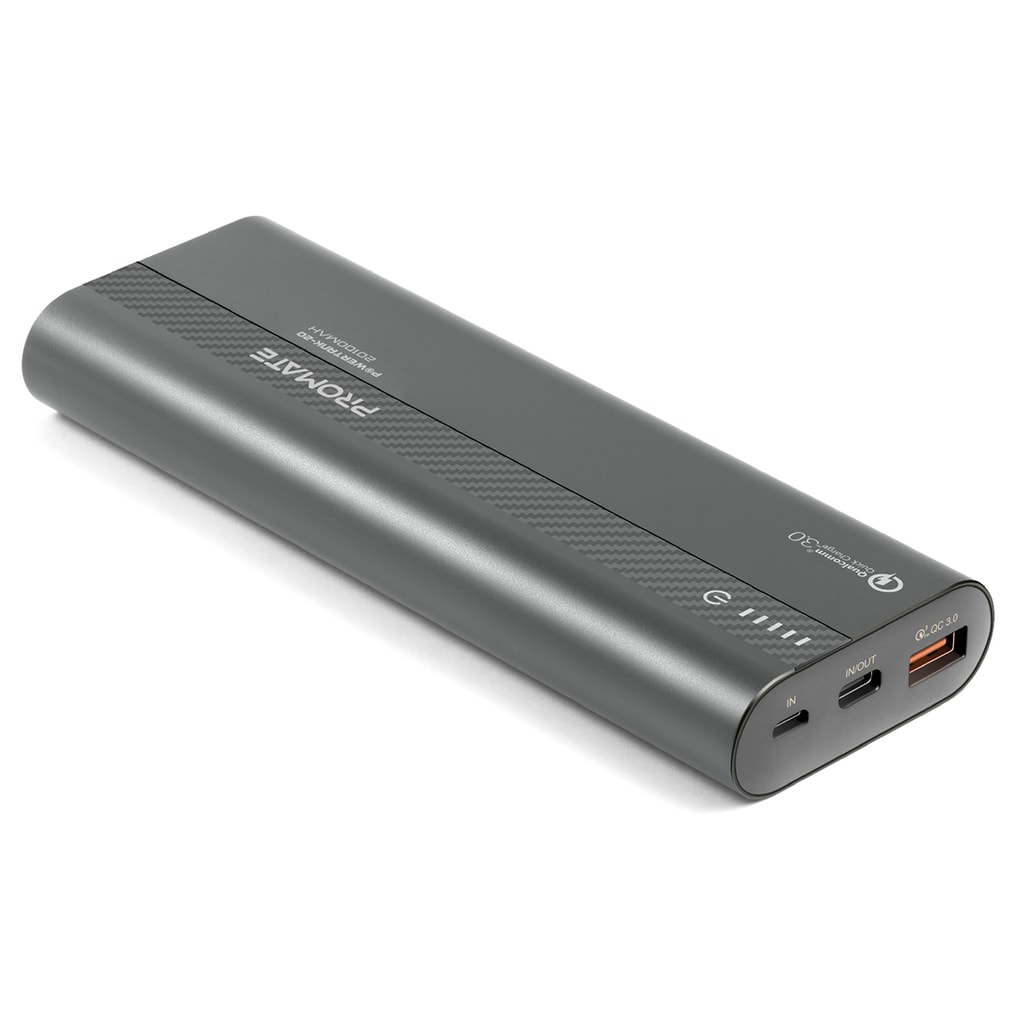 Promate Type-C Power Delivery Power Bank, High Capacity 20000mAh Multi-Protect Universal Aluminium Power Bank with 18W Qualcomm Quick Fast Charging 3.0 Port for USB Type-C and USB Enabled Devices, PowerTank-20 Grey