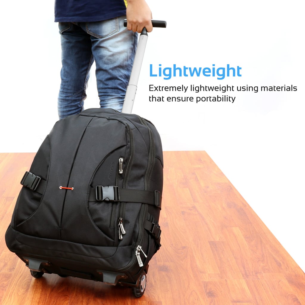 Promate Trolley Laptop Bag, 2In1 Portable Rolling Laptop Backpack