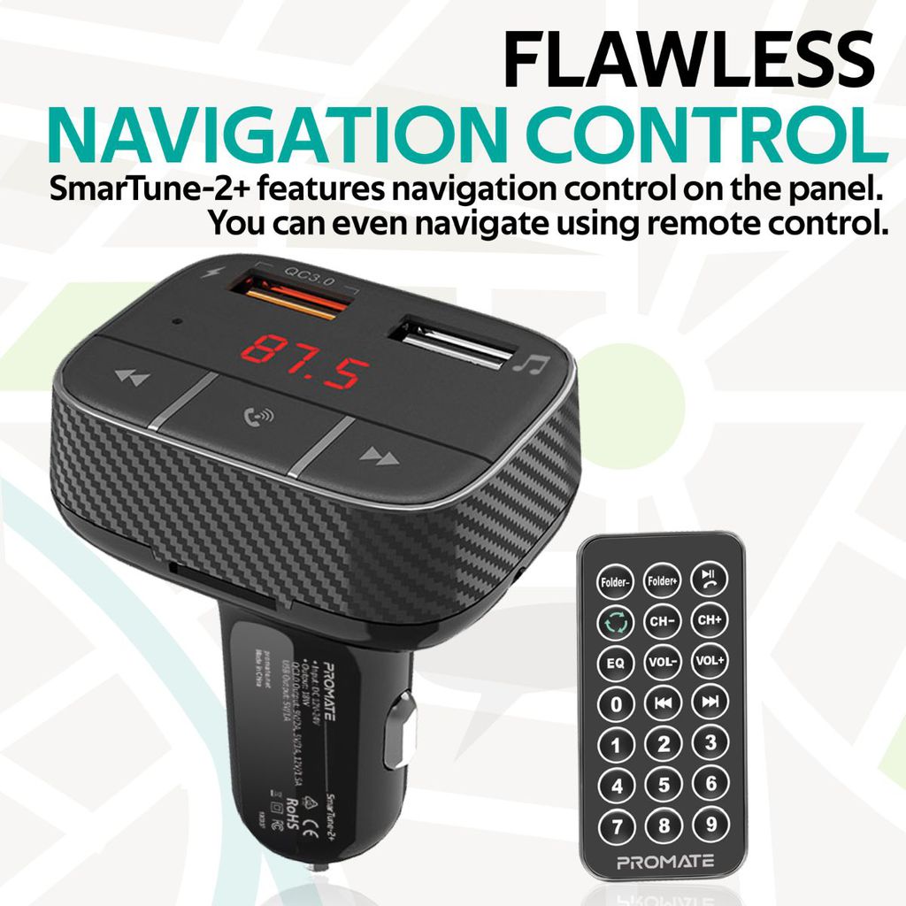 Buy Promate Wireless FM Transmitter With Bluetooth V5.1 Online