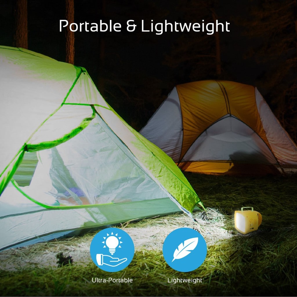 Promate Solar Panel LED Light, 3-In-1 Outdoor Bright 90lm LED Light with Solar Panel, Built-In FM Radio, 5W Wireless Speaker, 4400mAh Power Bank and USB Charging Port for Tent, Camping, Hiking, SolarTorch-1