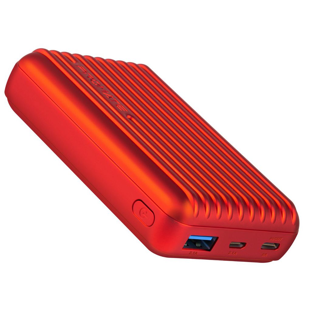 Promate Type-C Power Bank, Powerful 10000nAh Battery Charger with Type-C and Micro USB Input and Ultra-Fast 2.1A USB Port, USB-C Output, Automatic Voltage Regulation for USB and Type-C Enabled Devices, Titan-10C Red