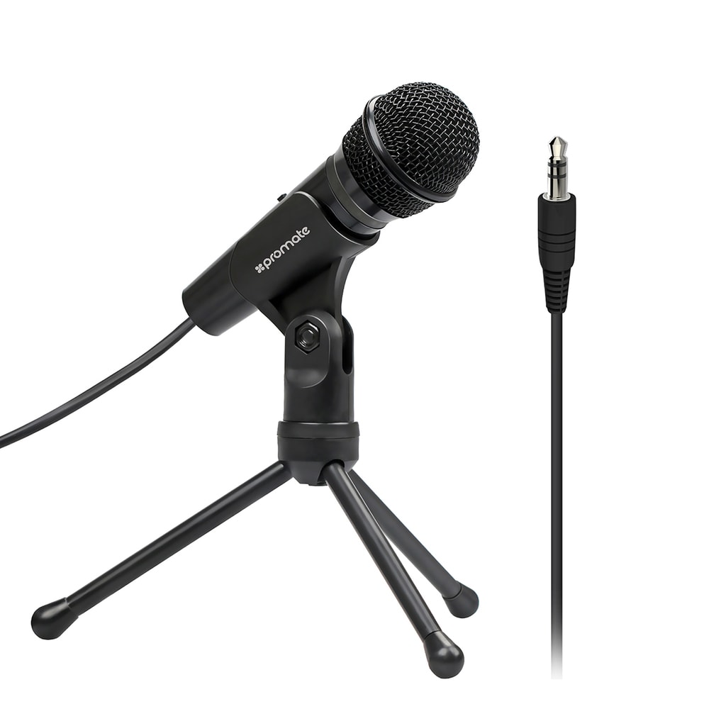 Promate  Condenser Microphone, 3.5mm Connector Stereo Multimedia Condenser Vocal Microphone Stand for Laptop, PC, Digital Voice Recorder PC, Tweeter-9