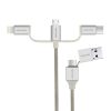Promate Multi Charger Cable, Universal 3-In-1 Multiple USB Sync and Charging Adapter Cable with Lightning, USB Type-C, Micro USB Connectors Ports for iPhone X, Samsung Note 9, OnePlus 6, UniLink-Trio2 Silver
