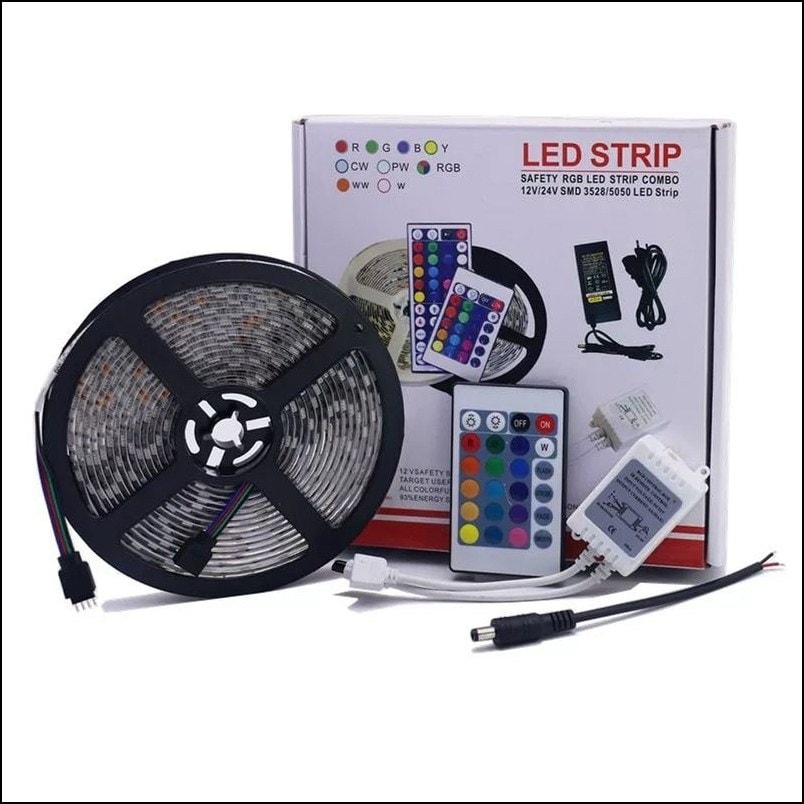 5M LED Light Strip Waterproof with 12V Remote Control 5050RGB Colors