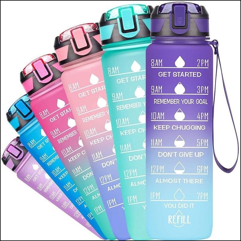 Water Bottle 1L with Time Marker