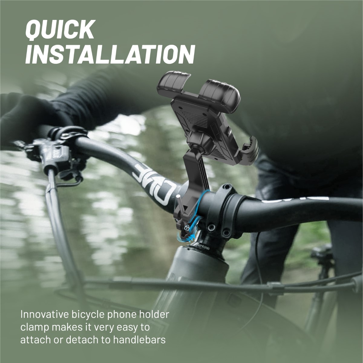 Promate Bike Phone Holder with Quick Locking Button, Non-Slip, 360 Degree Rotation, Shockproof Protection, BikeMount-2