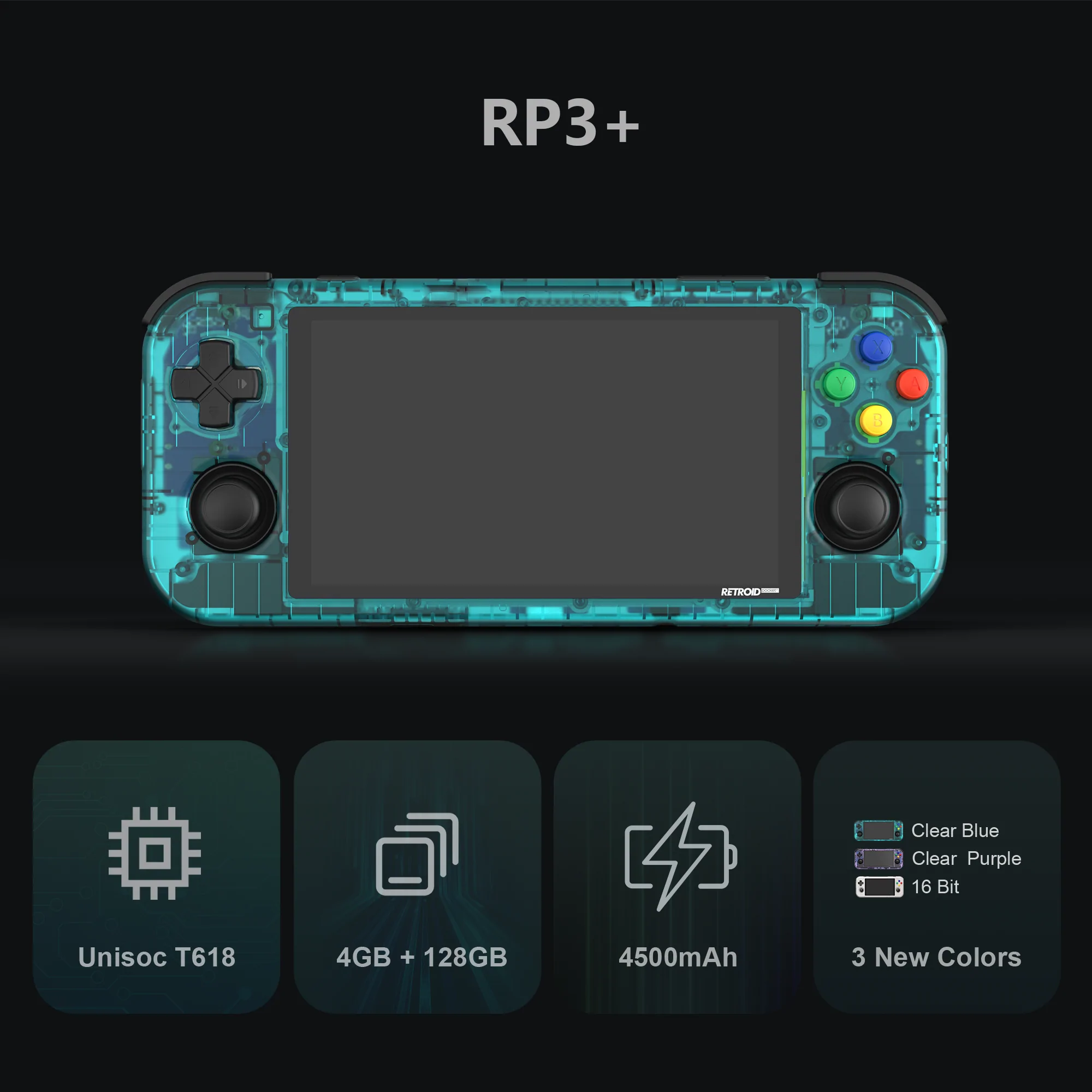 Retroid Pocket 3+ Handheld Retro Gaming System, 16 Bit