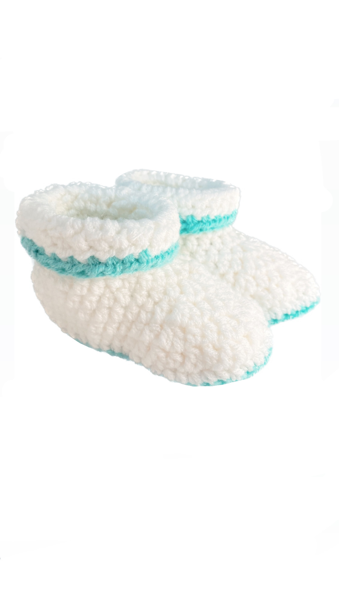 Pikkaboo Cuddles and Snuggles Crochet Baby Booties - White & Green