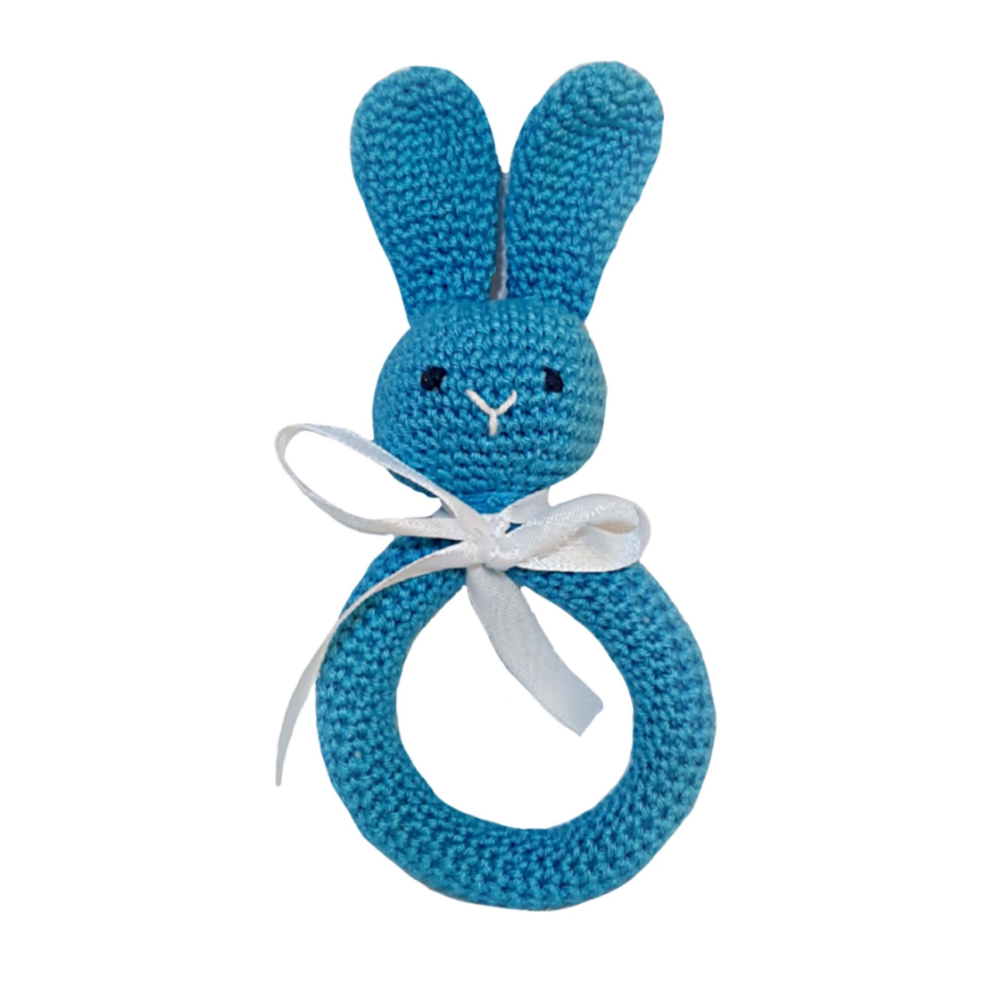Pikkaboo - Handmade Crocheted Bunny Teether - Blue