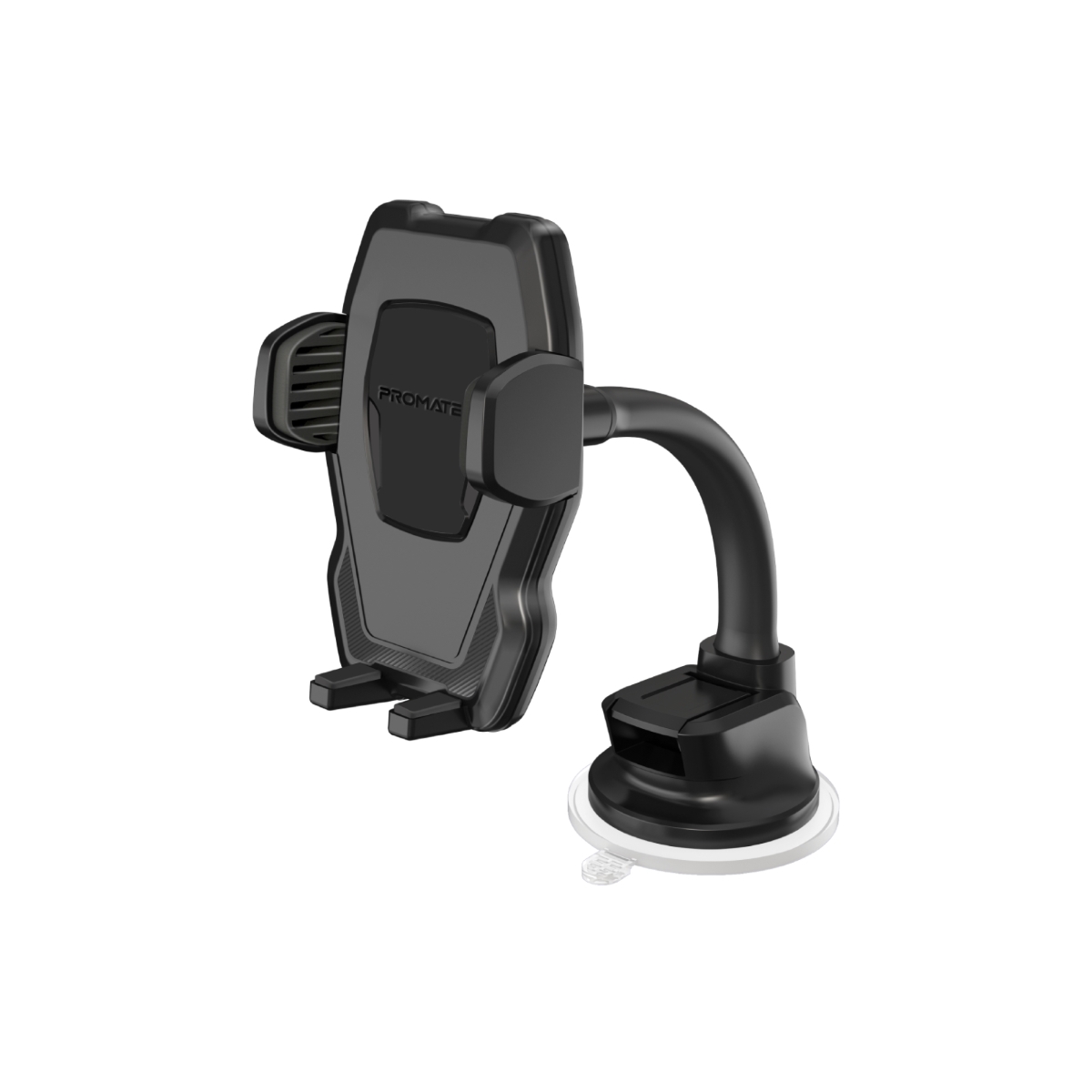 Promate Car Phone Holder with 360-Degree Rotation, Anti-Slip Suction and Adjustable Gooseneck, DashMount