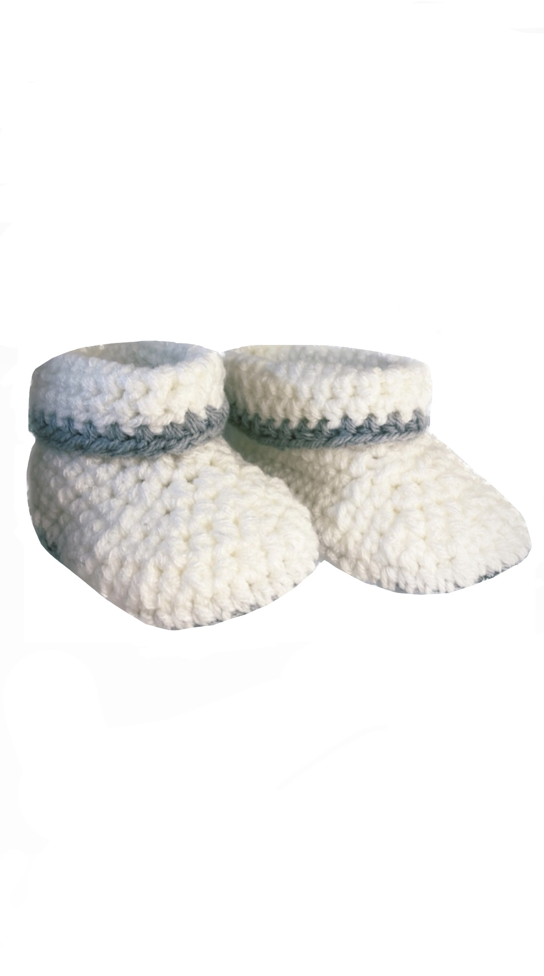 Pikkaboo Cuddles and Snuggles Crochet Baby Booties - White & Grey