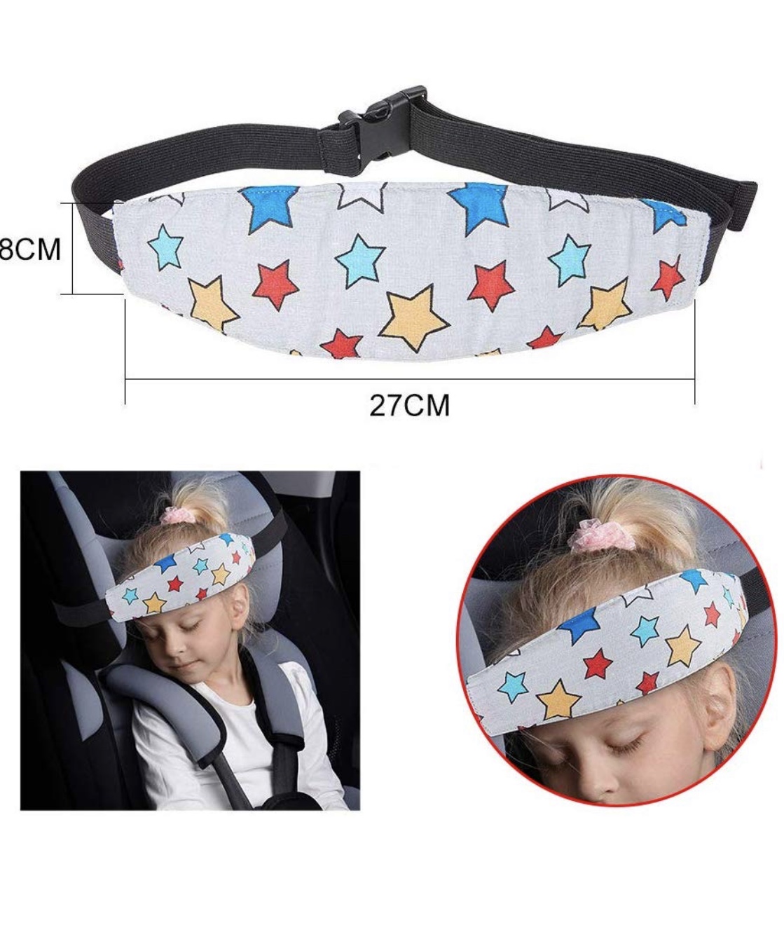 Pikkaboo - NapSafe Car Head Support - Colorful Stars