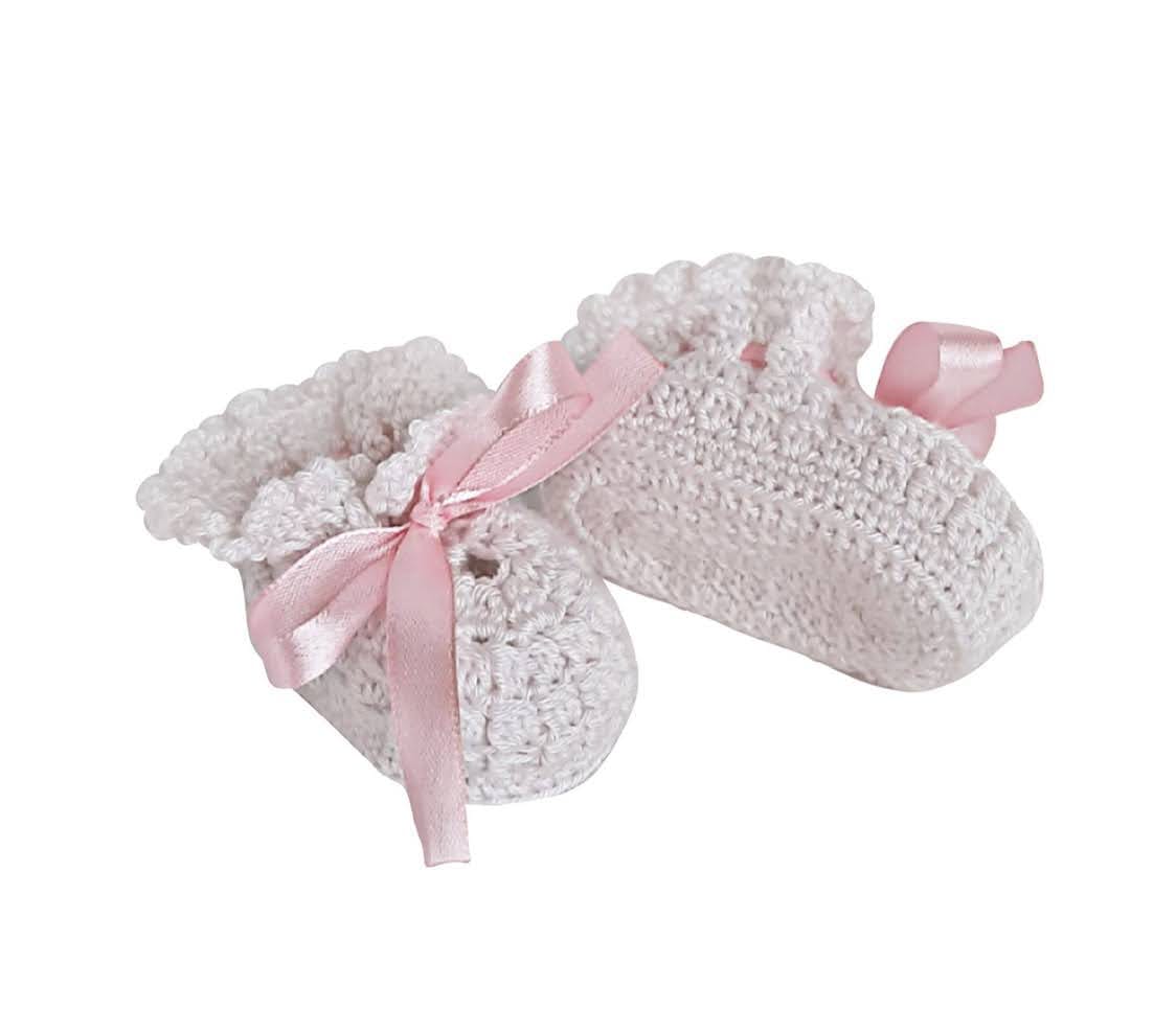 Pikkaboo - LittleFeet Handmade Crocheted Baby Booties - White