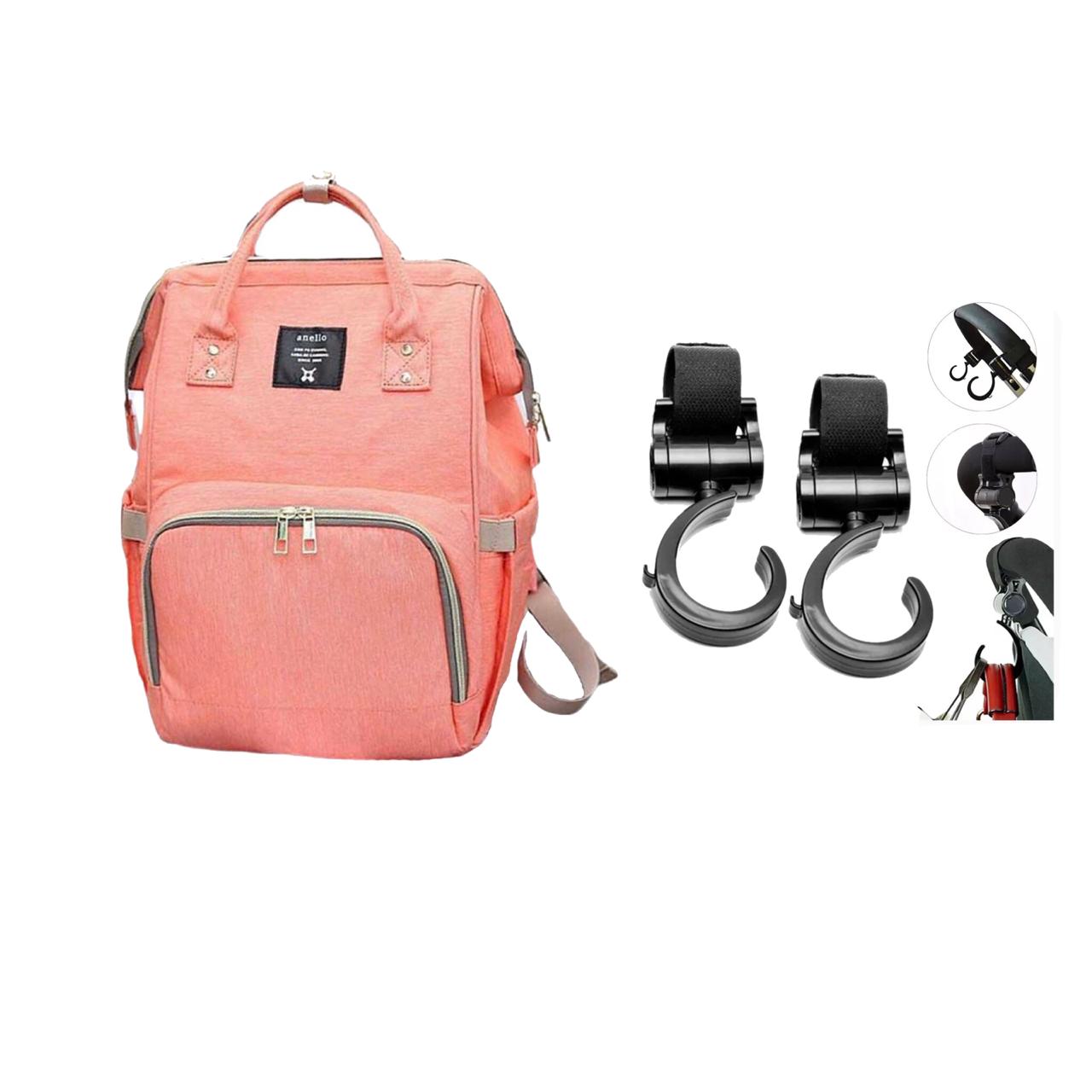 Pikkaboo - Anello Diaper Bag - Peach With Hooks
