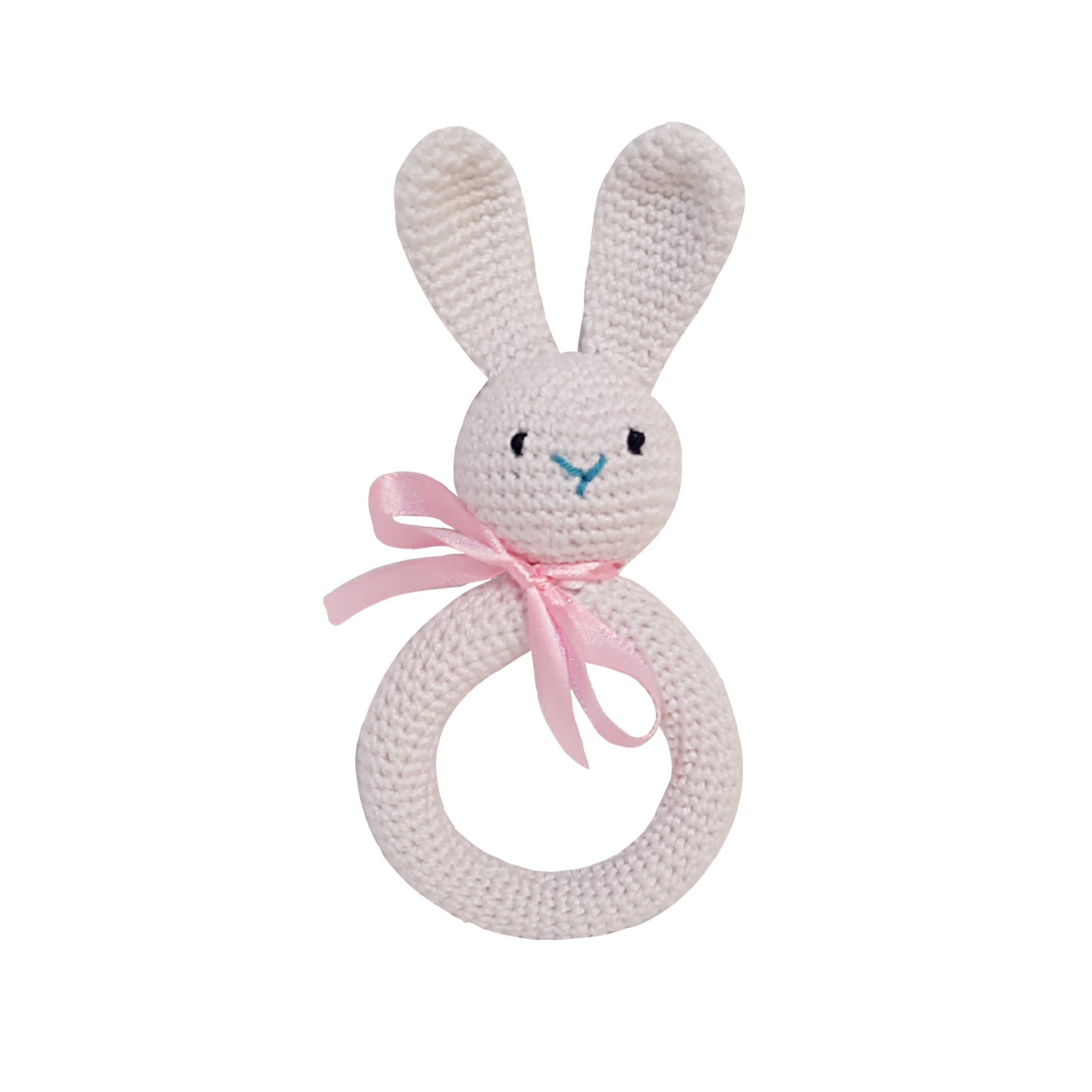Pikkaboo - SnuggleandPlay Soft Crocheted Bunny set - White and Pink