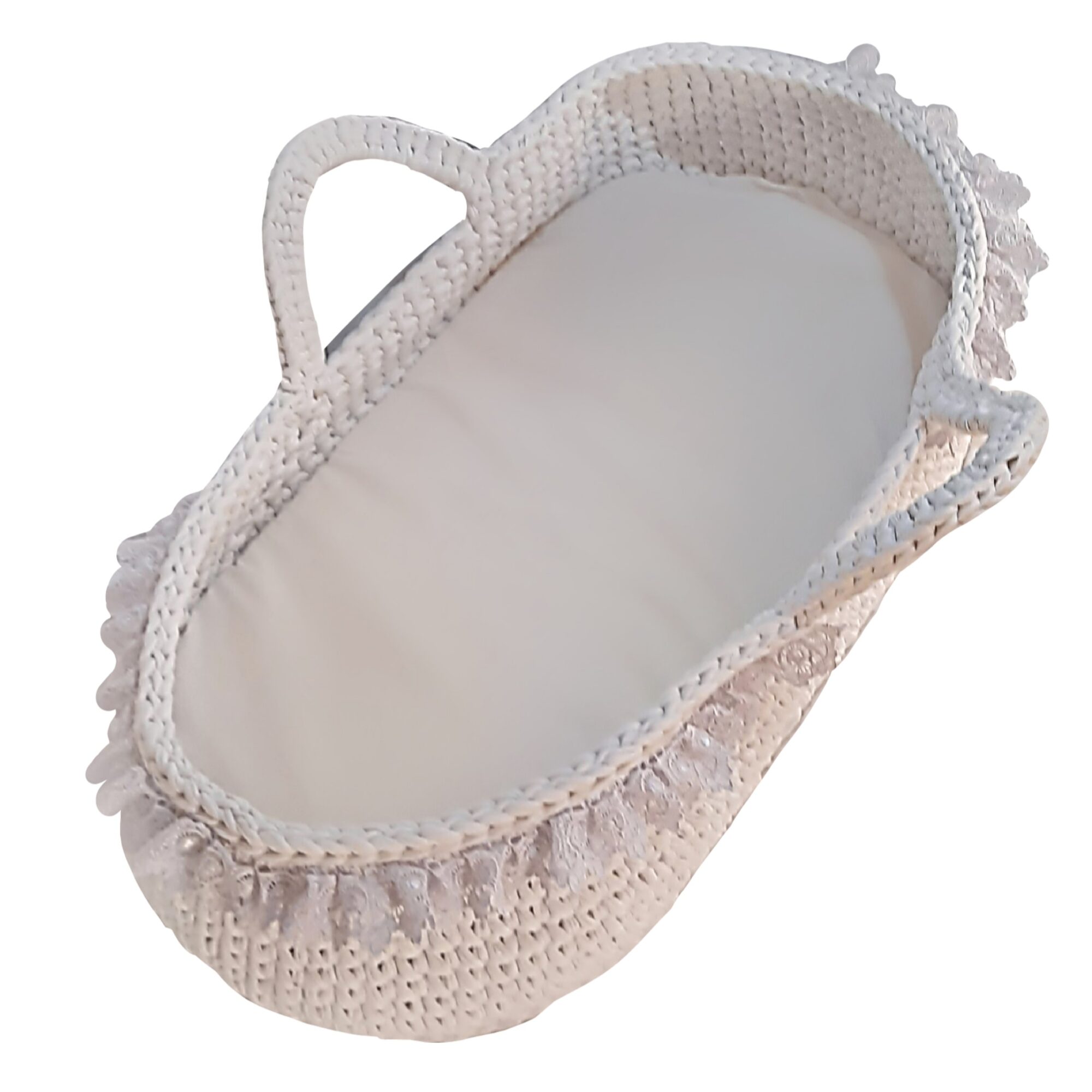 Pikkaboo - Handmade Crochet Moses Basket Carry Cot - White