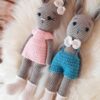 Pikkaboo - Crochet Bunny Tieback Clips Pair - Pink and Blue