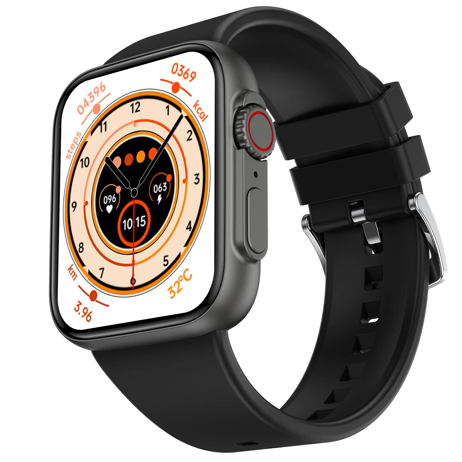 Fire-Boltt Gladiator 1.96" Biggest Display Smart Watch with Bluetooth Calling, Voice Assistant &123 Sports Modes, 8 Unique UI Interactions, SpO2, 24/7 Heart Rate Tracking, Black