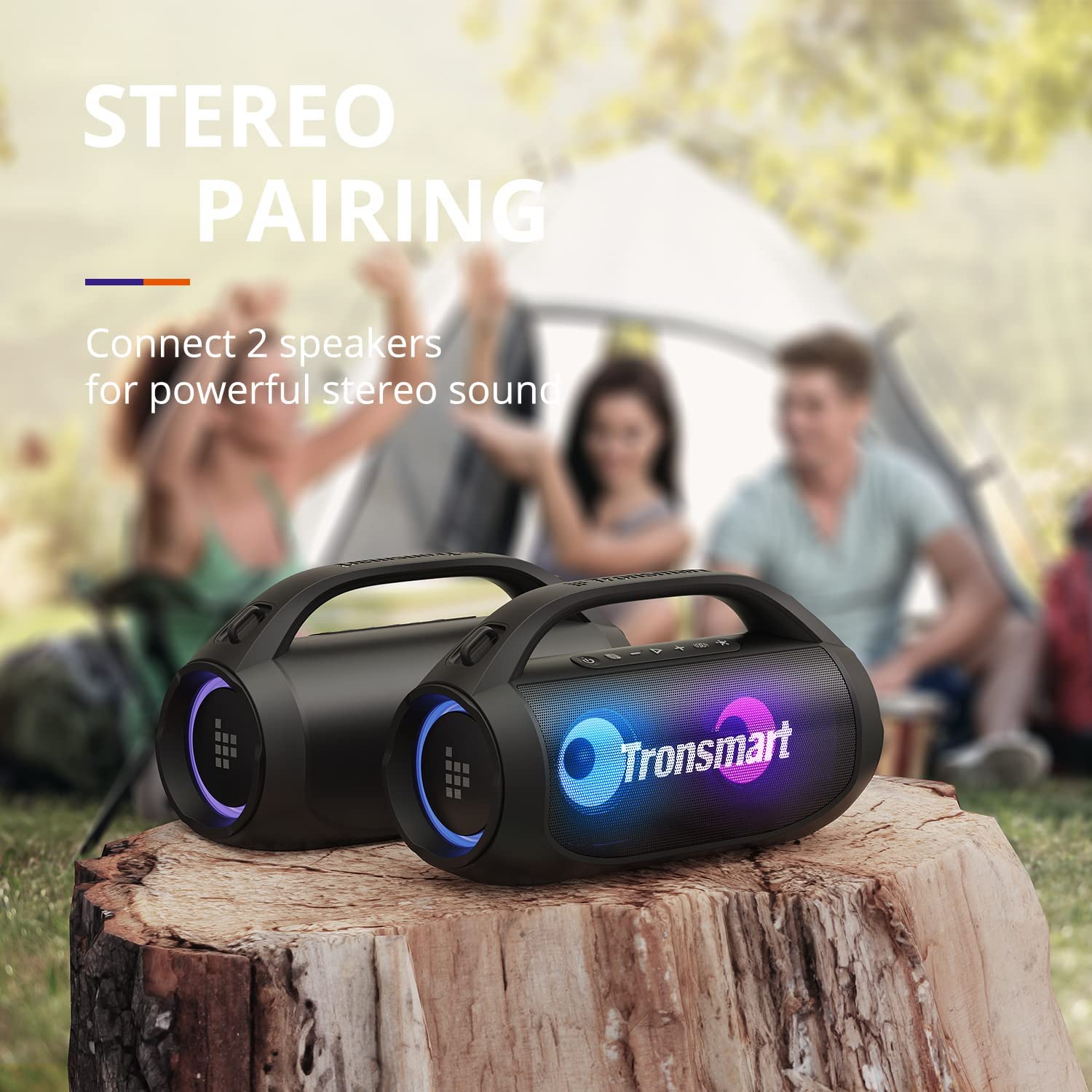 Tronsmart Bang SE Portable Bluetooth Speaker, 40W Large Speaker Wireless Stereo Sound, IPX6 Waterproof Loud Bluetooth Speaker, Bluetooth 5.3, 24H Playtime, 3 led Light Modes for Outdoor/Home/Party