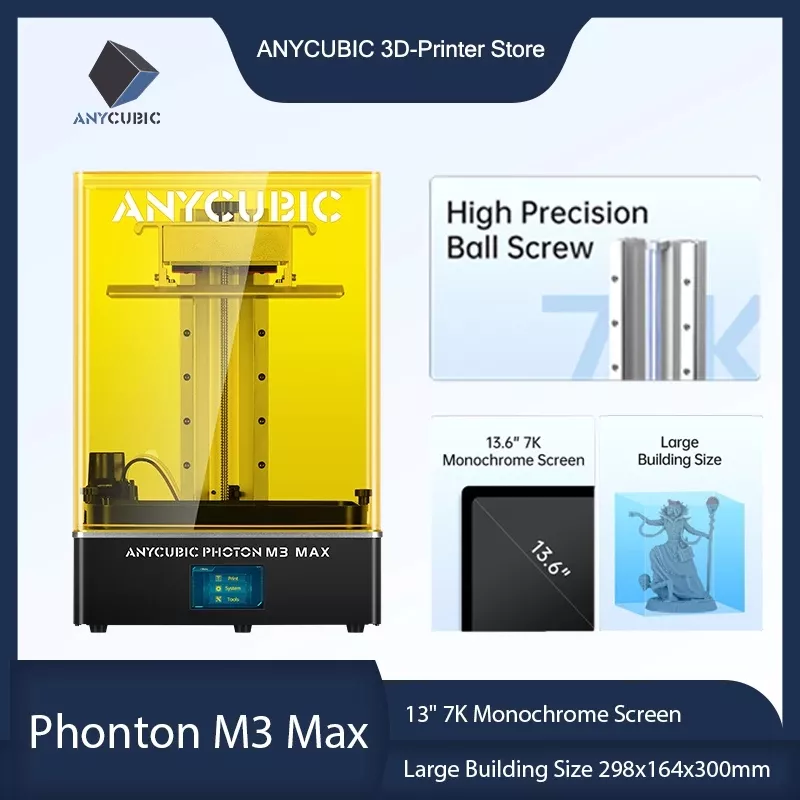 ANYCUBIC Photon M3 Max Large Building Size High Precision Ball Screw Hands Free Resin Filling LCD 3D Printer