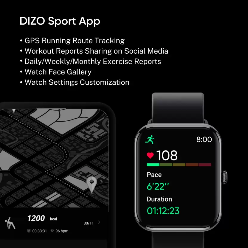 Dizo Watch D Ultra 1.78 AMOLED With Calling (Black Strap, Regular)