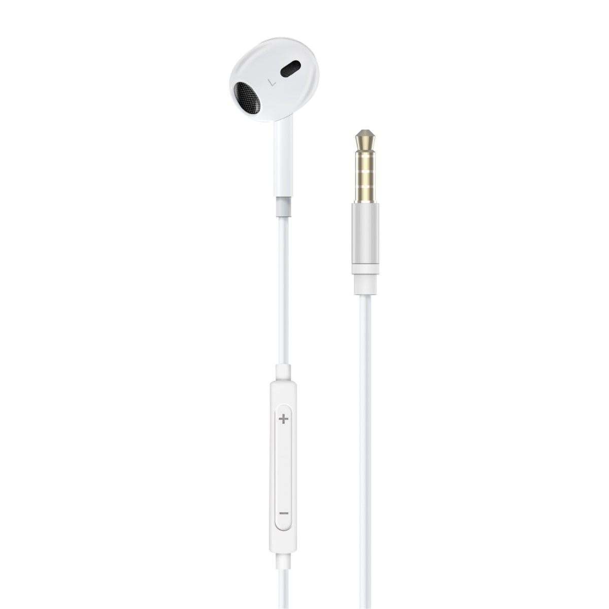 Promate Wired Mono Earphone with Microphone, Hands-Free Calling and Button Controls, Buzz.White