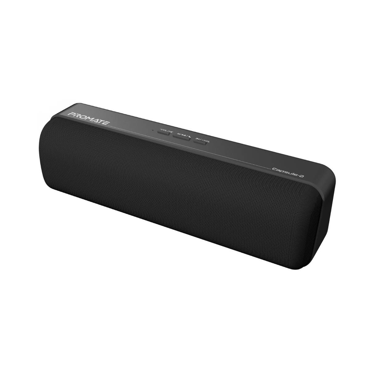 Promate Bluetooth Speaker, Portable HD 6W True Wireless Speaker with Bluetooth 5.0, Long Playtime, USB Media Port, Micro SD Card Slot and 3.5mm Port for iPhone 13, iPad Air, iPod, Capsule-2.BLACK
