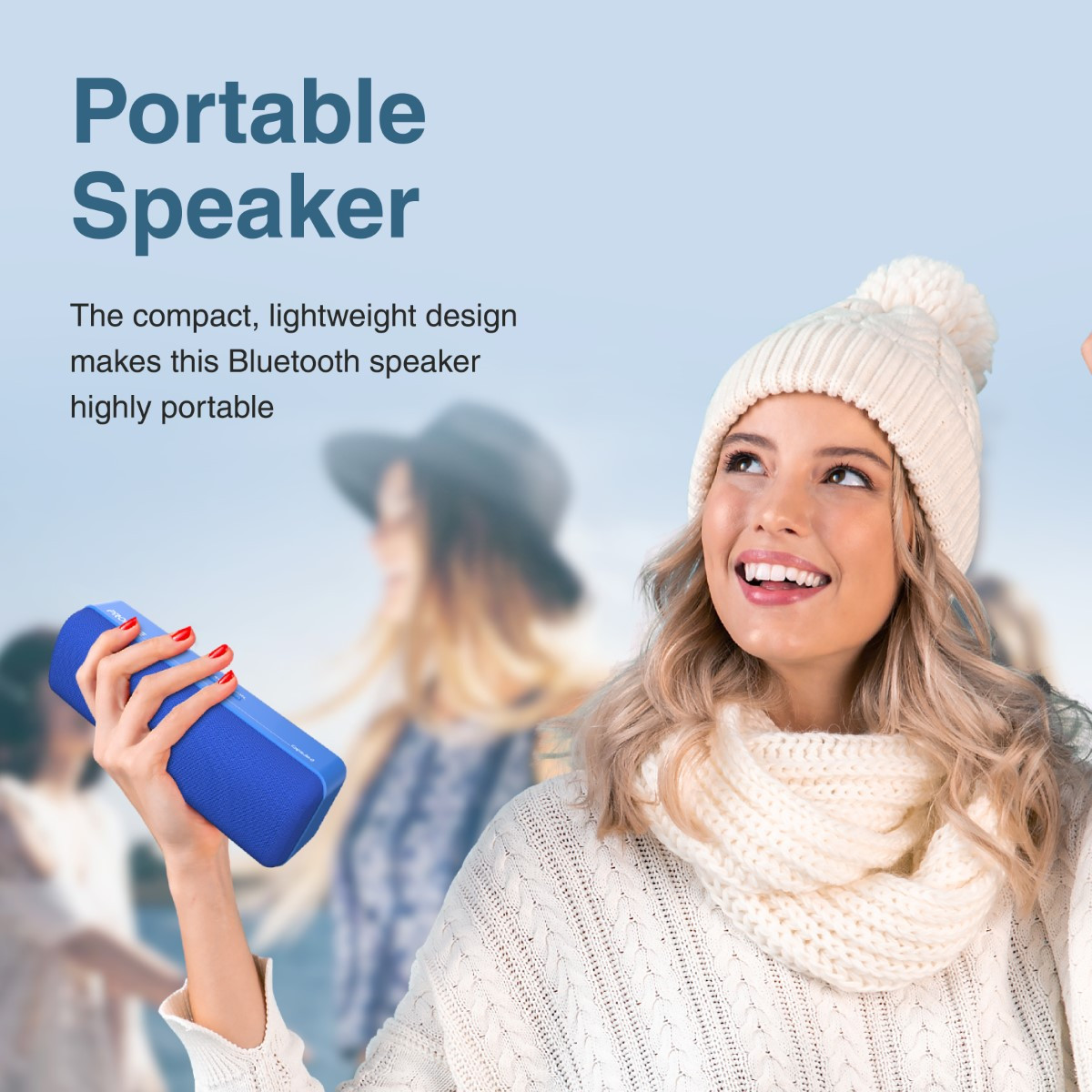 Promate Bluetooth Speaker, Portable HD 6W True Wireless Speaker with Bluetooth 5.0, Long Playtime, USB Media Port, Micro SD Card Slot and 3.5mm Port for iPhone 13, iPad Air, iPod, Capsule-2.BLUE