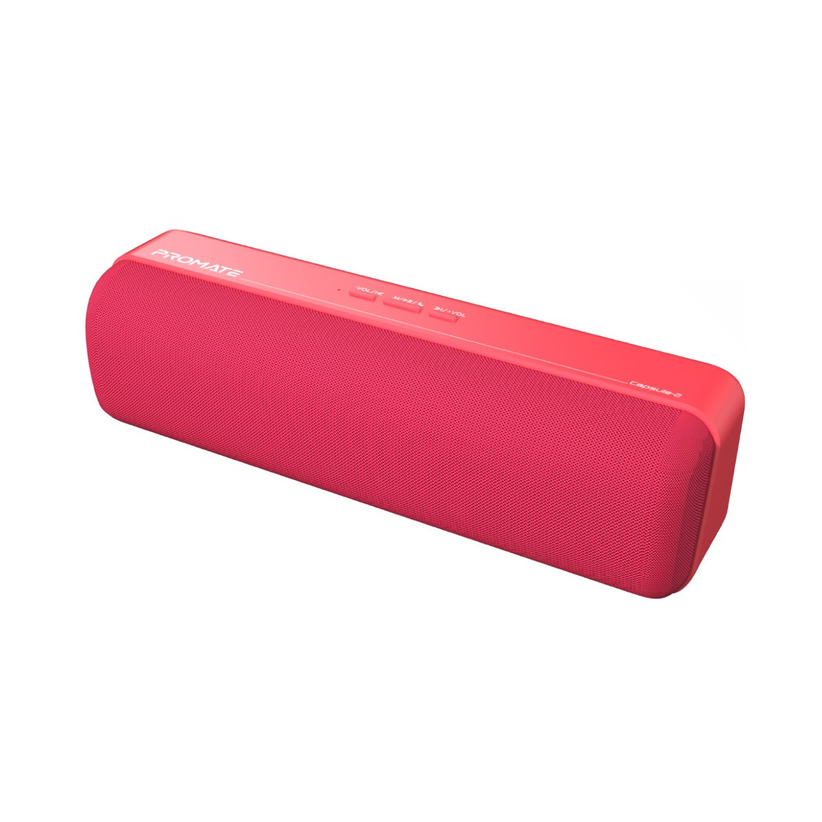Promate Bluetooth Speaker, Portable HD 6W True Wireless Speaker with Bluetooth 5.0, Long Playtime, USB Media Port, Micro SD Card Slot and 3.5mm Port for iPhone 13, iPad Air, iPod, Capsule-2.RED
