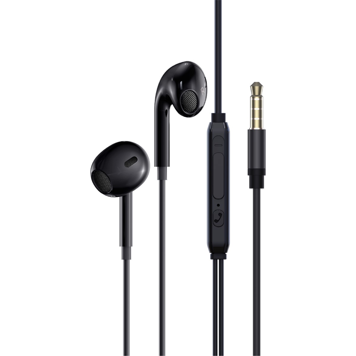 Promate Wired Earphones with Mic, Noise Isolation, Anti-Tangle Cable and Button Control, Phonic.Black