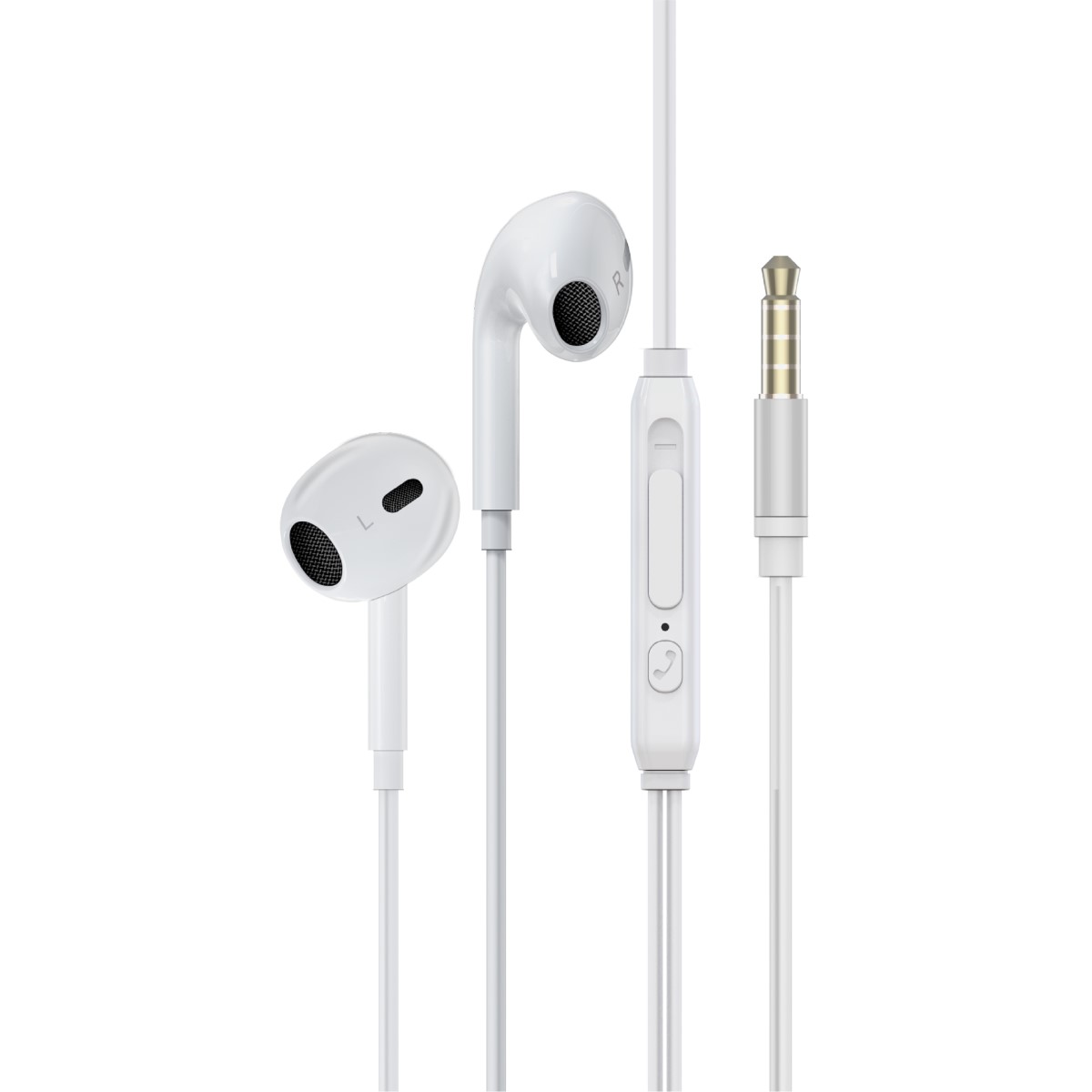 Promate Wired Earphones with Mic, Noise Isolation, Anti-Tangle Cable and Button Control, Phonic.White