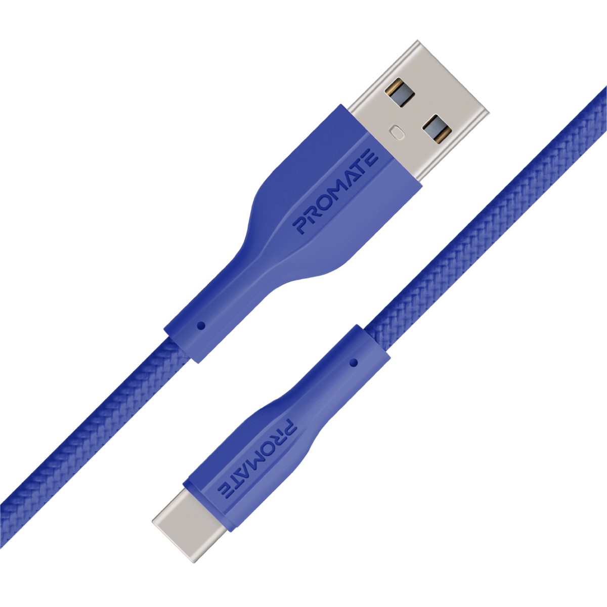 Promate USB to USB-C™ Cable, Durable Silicone Type-C™ Charging Cable with 2A Fast Charging, 480 Mbps Data Sync, 1m Anti-Tangle Wire and 10000 Long Bend Lifespan for Samsung Galaxy S22, iPad Air, XCord-AC.NAVY