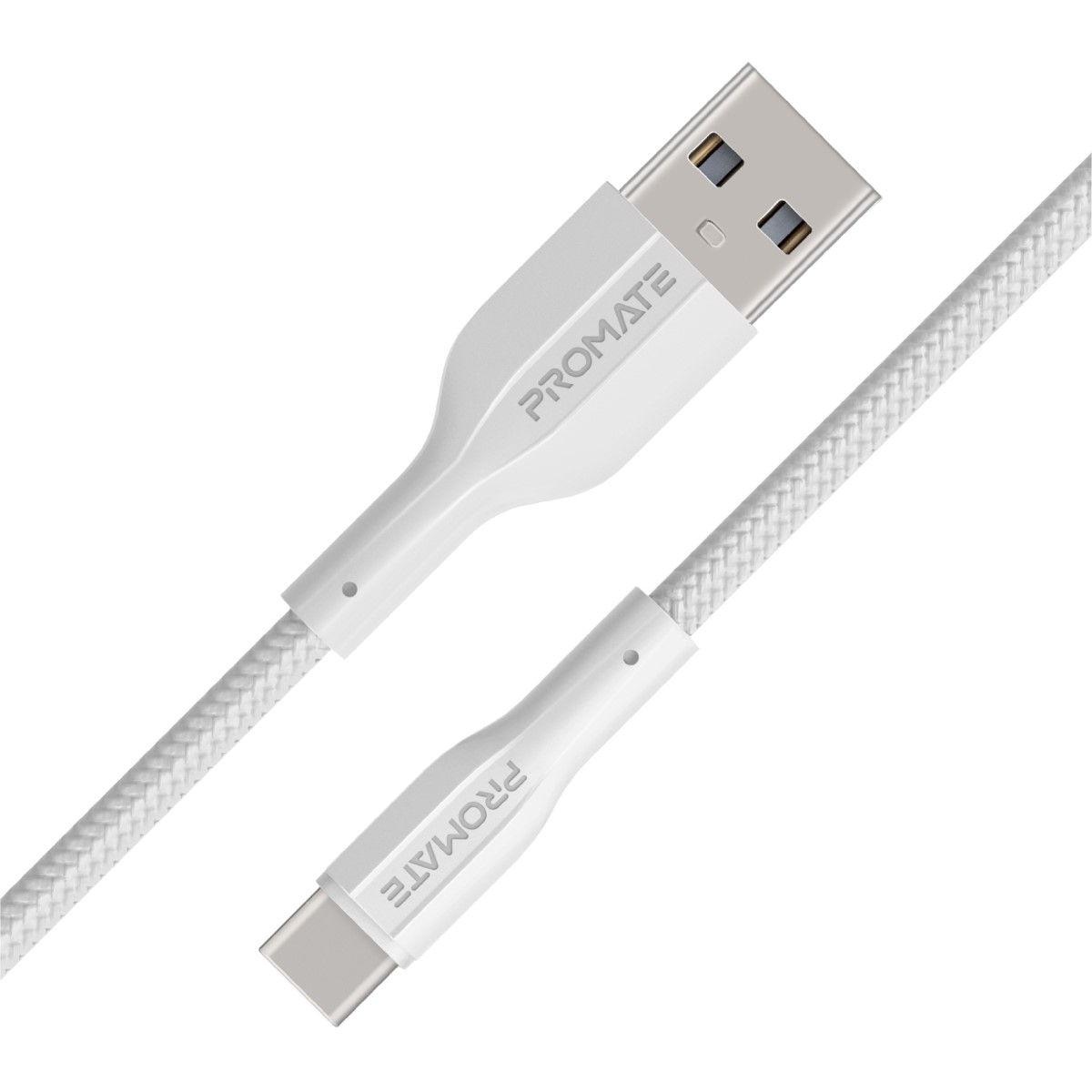 Promate USB to USB-C™ Cable, Durable Silicone Type-C™ Charging Cable with 2A Fast Charging, 480 Mbps Data Sync, 1m Anti-Tangle Wire and 10000 Long Bend Lifespan for Samsung Galaxy S22, iPad Air, XCord-AC.WHITE