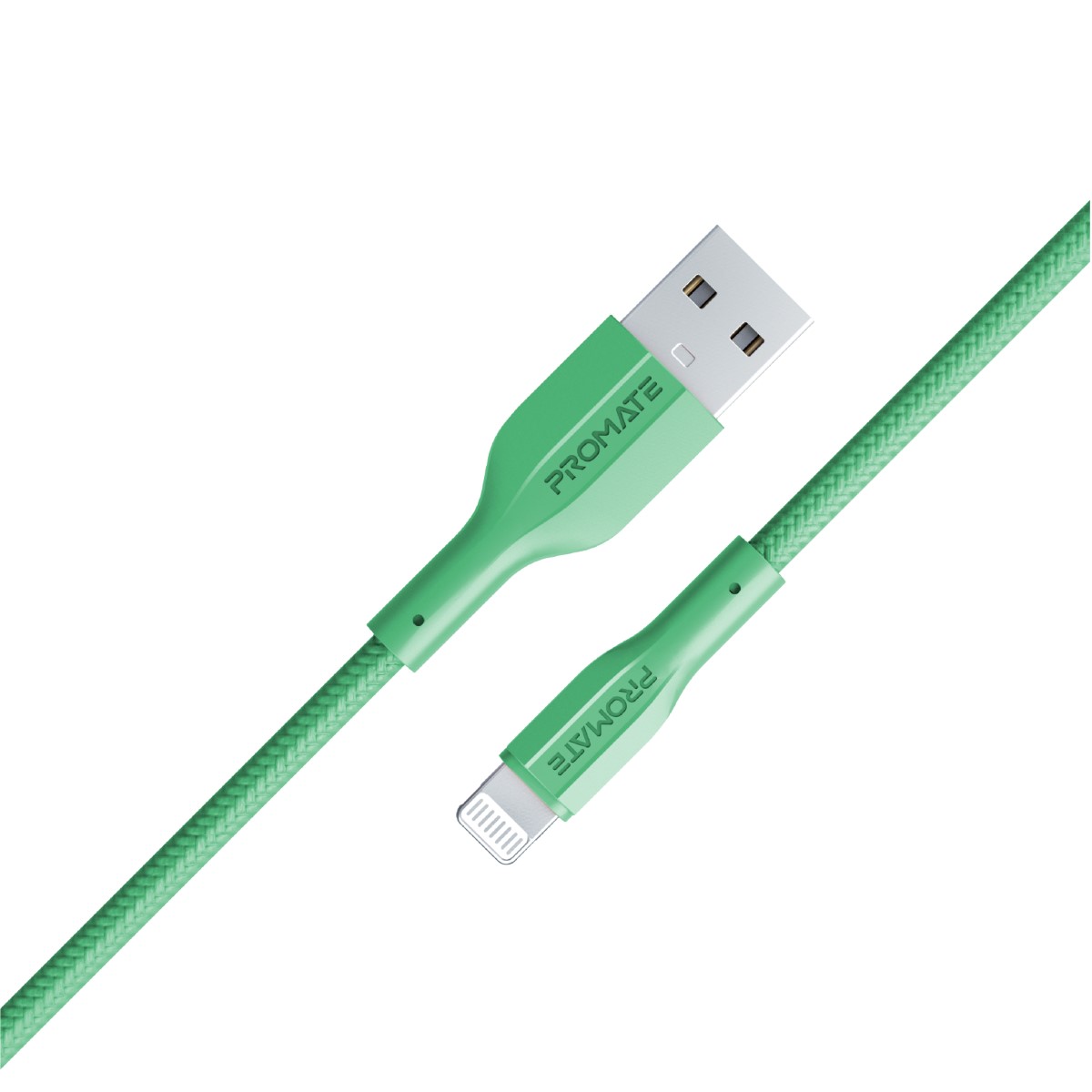 Promate USB-A to Lightning Cable, Durable 10W USB-A to Lightning Charger with 480 Mbps Data Transfer, 10000 Bend Test and 100 cm Anti-Tangle Silicone Cord for iPhone 14, iPad, AirPods Pro, XCord-Ai.GREEN