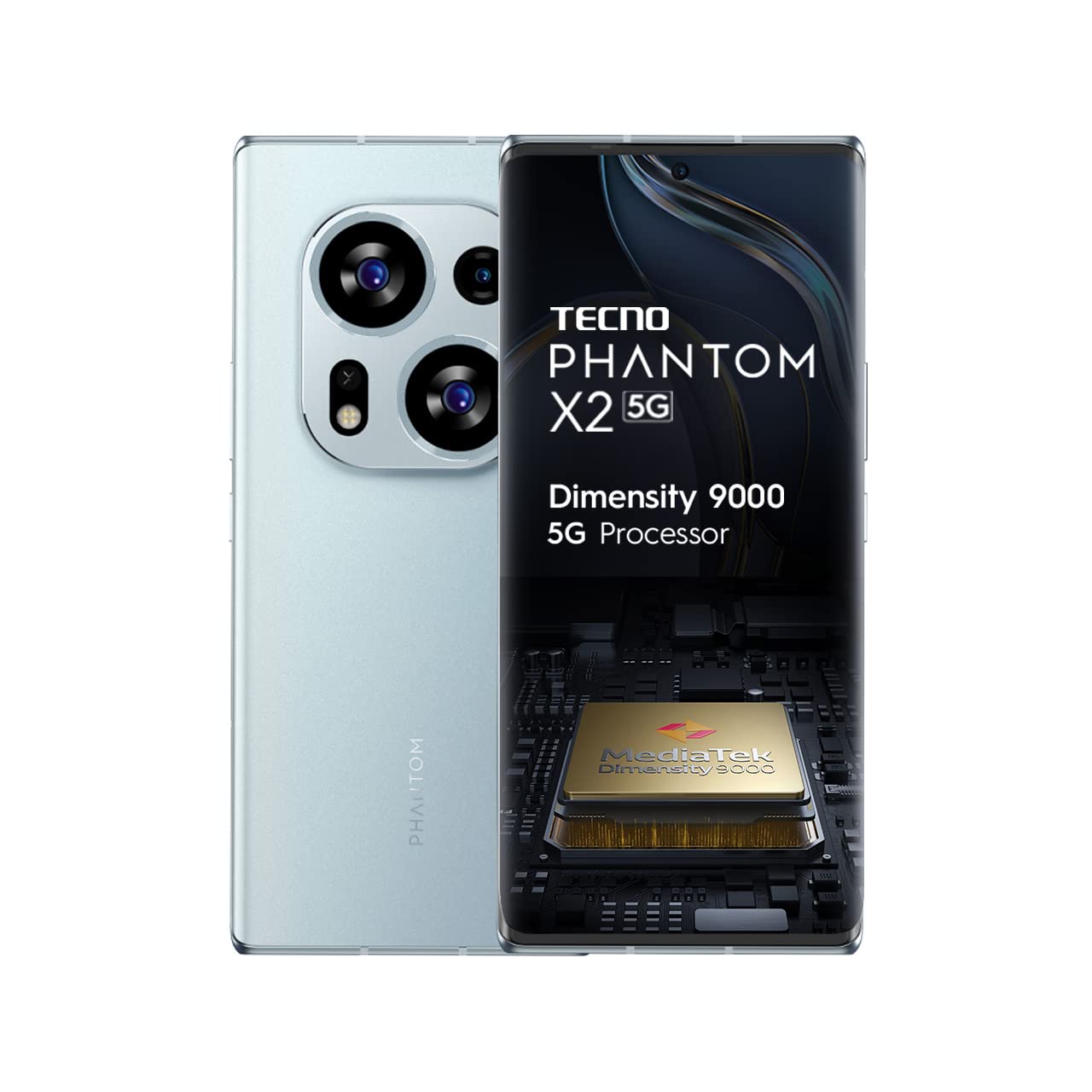 Tecno Phantom X2 5G Moonlight Silver (8GB RAM,256GB Storage) | World's 1st 4nm Dimensity 9000 5G Processor | Dual Curved AMOLED Display | 64MP RGBW Camera