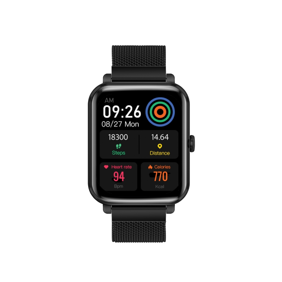 Promate Smart Watch, Bluetooth 5.3 Health and Fitness Tracker with Media Storage, 1.78” AMOLED Display, 20 Day Battery Life, 37 Sports Modes and IP68 Water Resistance for iPhone 14, Galaxy S22, ProWatch-M18.Black
