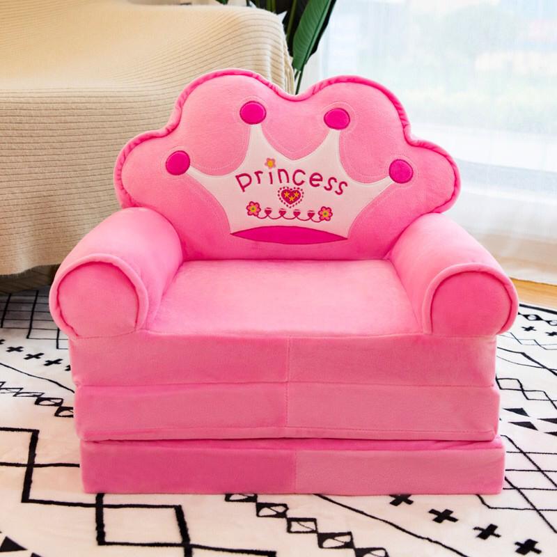 Child Plush Cartoon Sofa Seat Princess Chair Baby Support Seat for Learn to Sit Soft Comfortable Foldable Cushion Non Slip Body Back Pillows