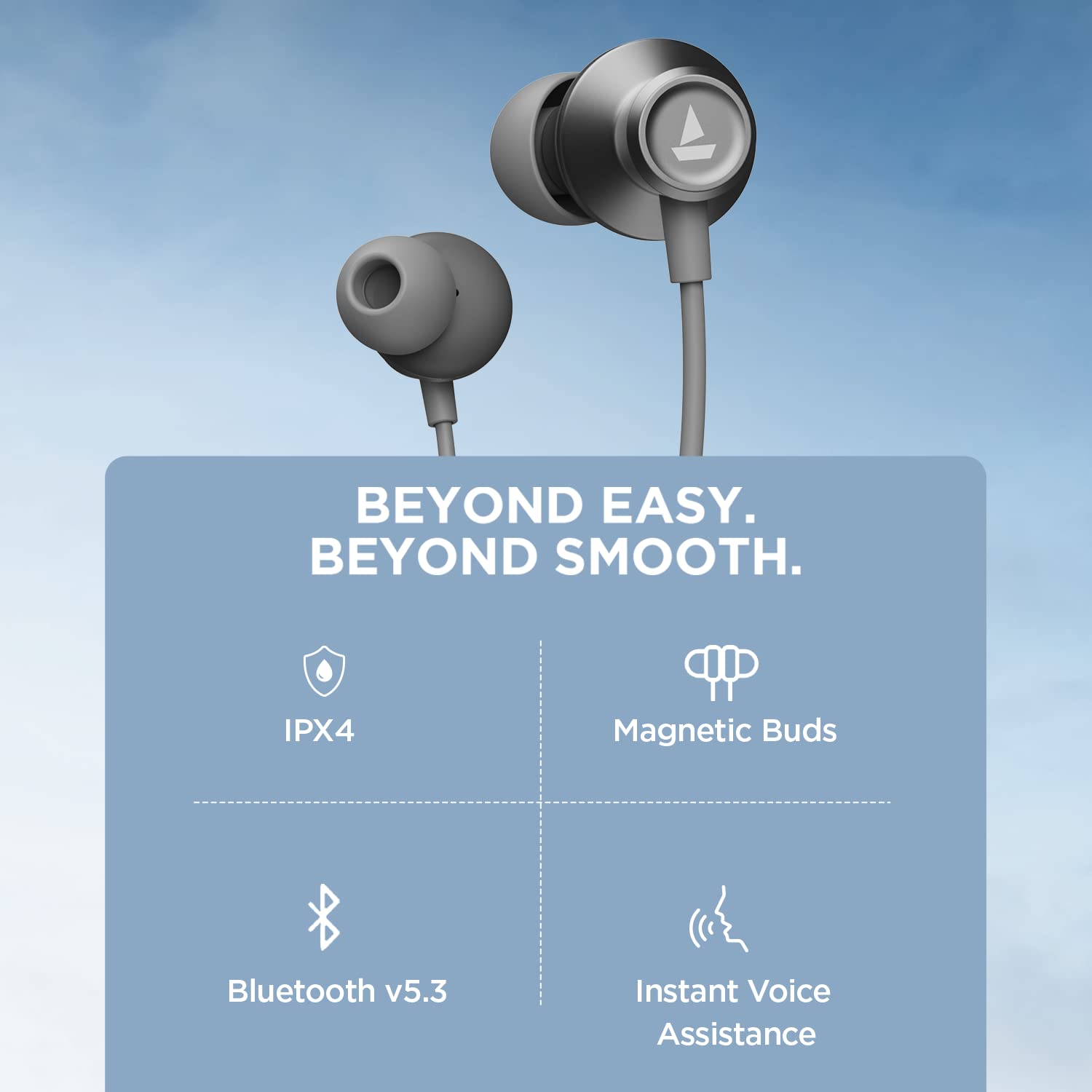 boAt Newly Launched Rockerz Apex Bluetooth Wireless in Ear Earphones with Spatial Bionic Sound Powered by Dirac Virtuo™, Touch Sensors, Beast™ Mode, ENx™ Tech,30H Playtime,ASAP™ Charge(Classic Grey)
