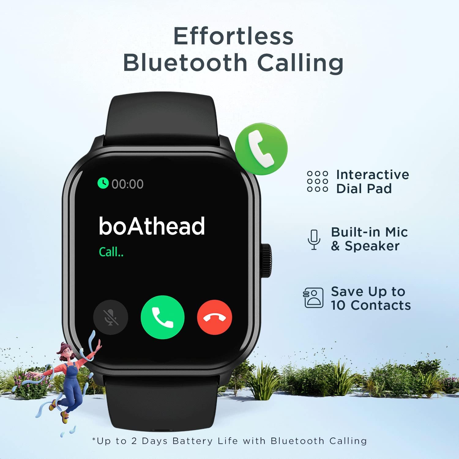 boAt Wave Edge with 1.85" HD Display, Advanced Bluetooth Calling Chip, Functional Crown, 100+ Sports Modes,Widget Control,AI Voice Assistance,Inbuilt Games, IP68(Sage Green)